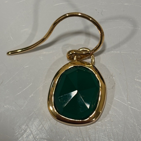 Monica Vinader Gold Plated Vermeil Silver Siren Green Onyx Drop Earrings - Picture 9 of 14